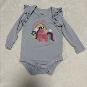 Little Sleepies Unicorn Flutter Bodysuit 0-3M VGUC Rainbow Ruffle